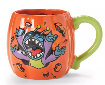 Disney Parks Stitch Halloween Pumpkin Coffee Mug New with Tag