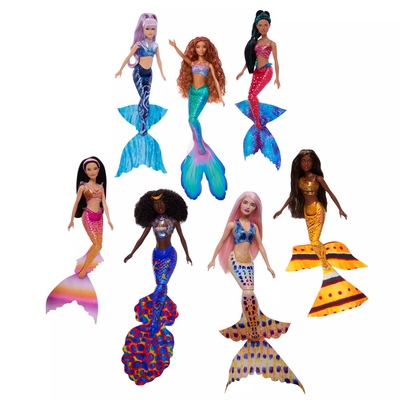 Disney The Little Mermaid Live Action Ultimate Ariel Sisters 7 Pack Doll Set New