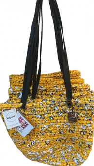 M&M's World Mitz Handmade Yellow Weaved Tote Bag New With Tag