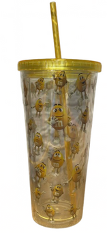 M&M's World Yellow Character Moods Tumbler With Straw New with Tag