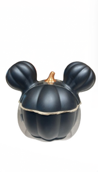 Disney Parks Home Halloween Mickey Black Pumpkin Candy Jar with Lid New