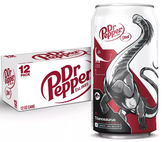 Diet Dr Pepper Soda Titanosaurus Jurassic World Rebirth 12 pk 12 fl oz Cans