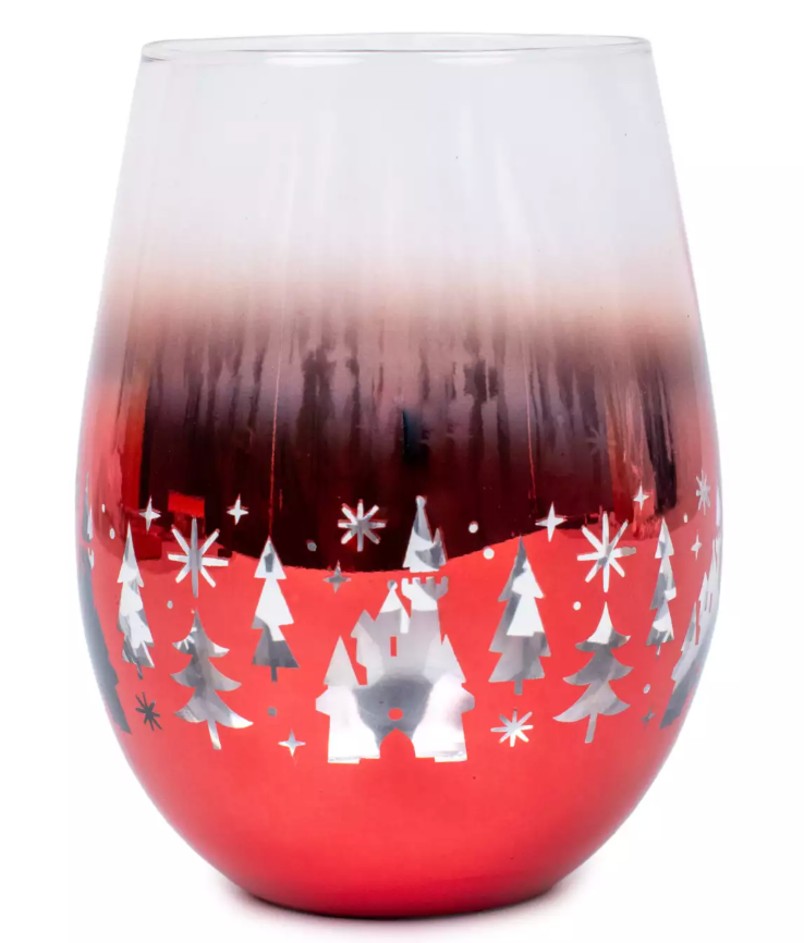 Disney Parks Mickey Mouse Holiday Glass Tumbler Red New With Tag
