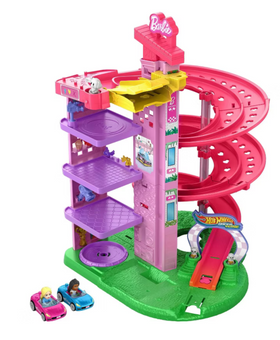 Hot Wheels RacerVerse Barbie Spiral Race Playset Malibu / Brooklyn Toy Car New