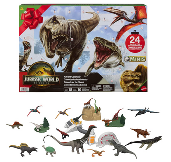 Mattel Jurassic World Rebirth Advent Calendar 24 Days of Dinosaur Toy Surprises