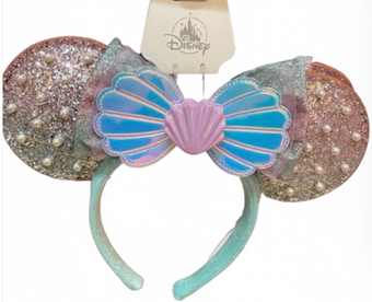 Disney Parks Little Mermaid Ariel Pearl Mickey Mouse Ears Bow Headband New W Tag