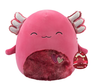 Squishmallows Valentine 12" IndieMae Burgundy Axolot with Hearts Plush New w Tag