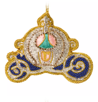 Disney Cinderella Pumpkin Coach Beaded Christmas Ornament New with Tag