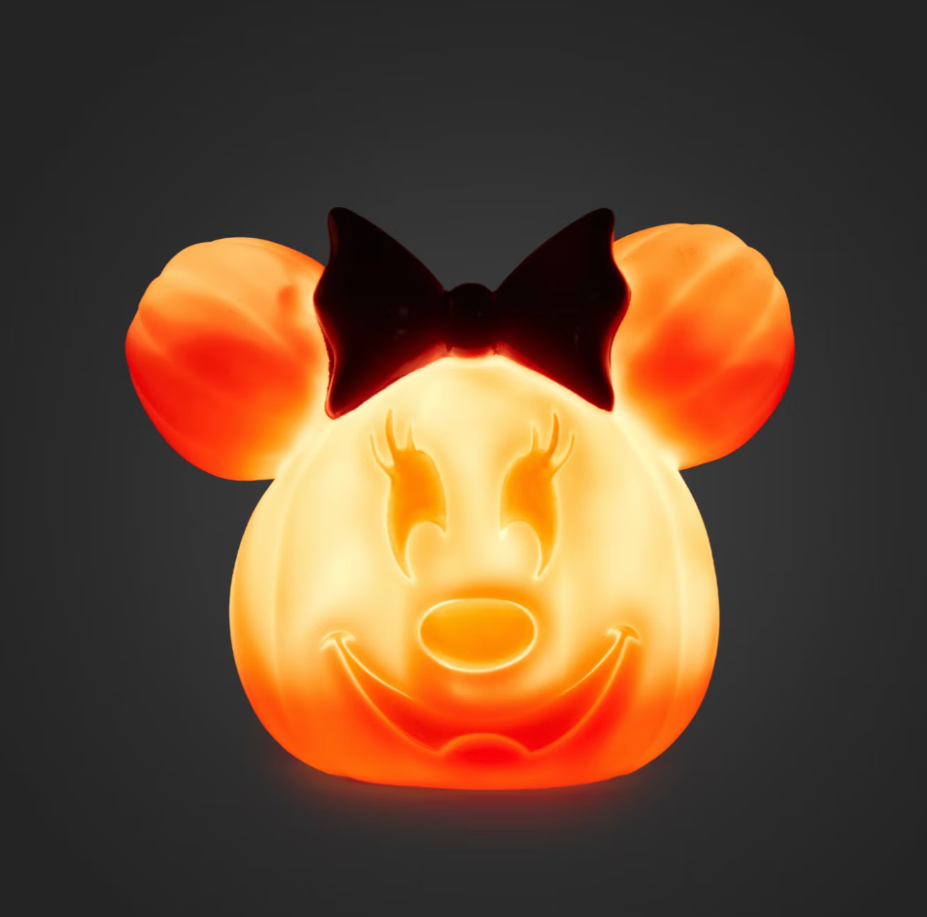 Disney Parks Minnie Mouse Small Light-Up Jack-o'-Lantern New With Tag