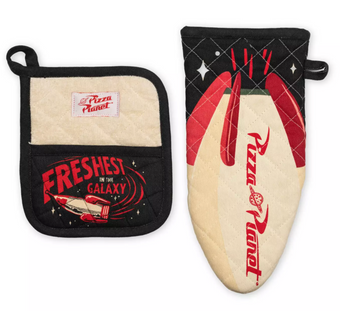 Disney Parks Pizza Planet Oven Mitt and Potholder Set, Toy Story New With Tags