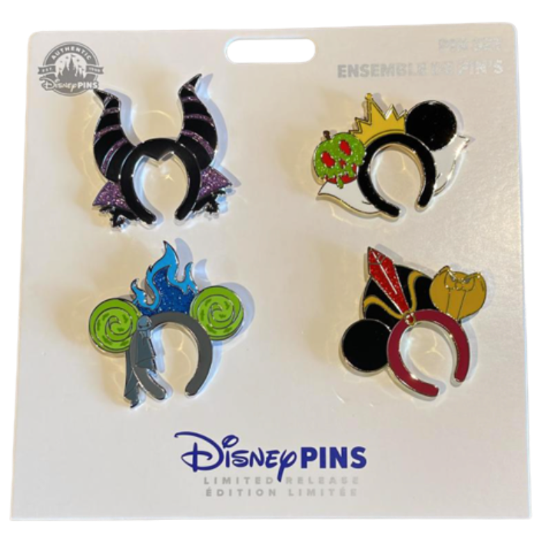 Disney Parks Villains Ear Headband Pin Set New With Card