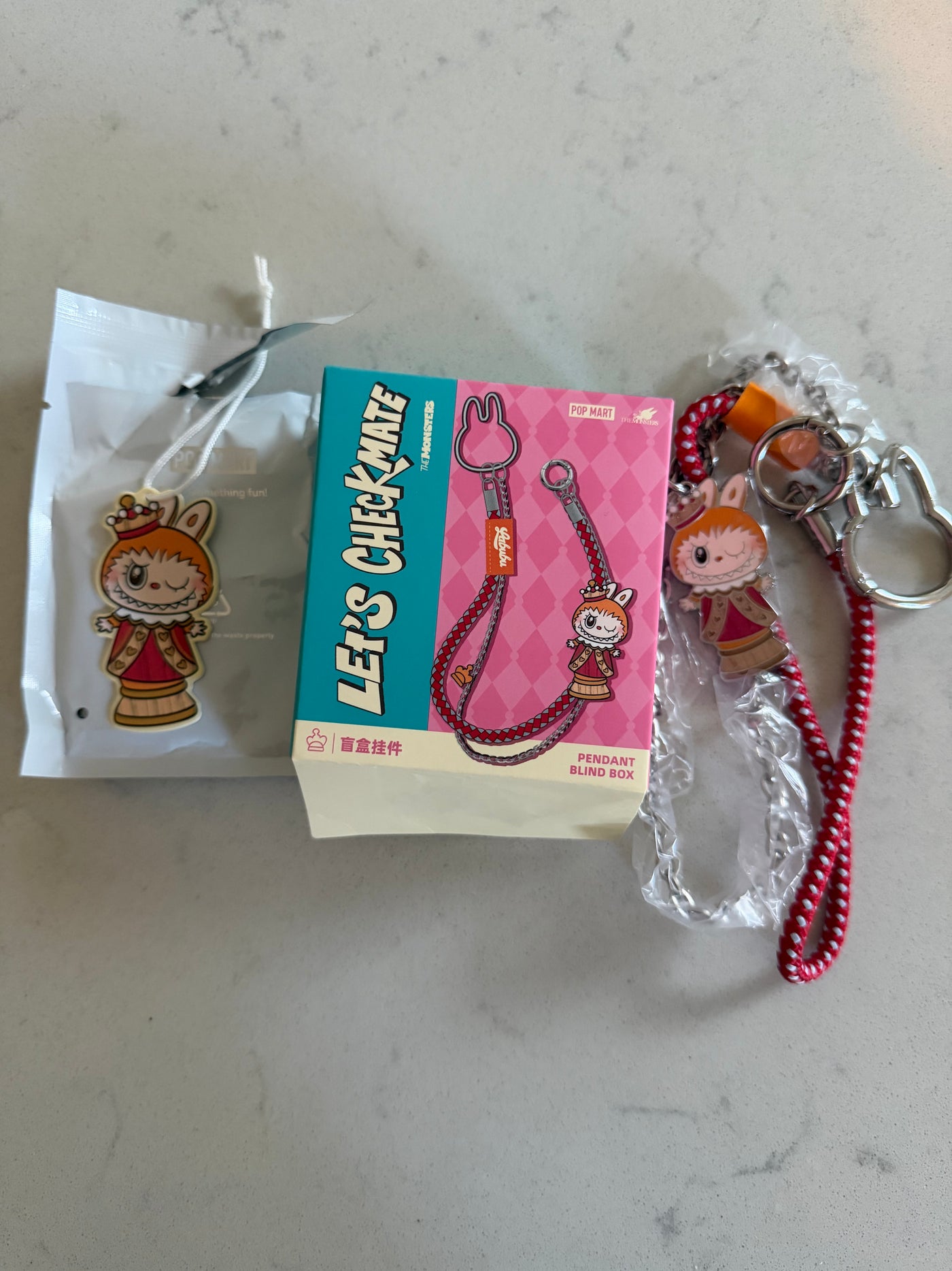 Pop Mart Labubu The Monsters Let's Checkmate Queen Pendant Keychain Charm New