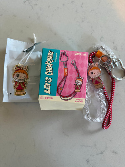 Pop Mart Labubu The Monsters Let's Checkmate Queen Pendant Keychain Charm New