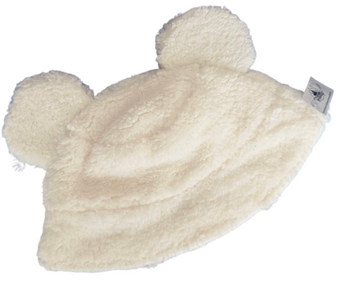 Disney Parks Mickey Mouse Ears Sherpa Fleece White Bucket Winter Hat White New
