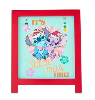 Disney Stitch and Angel Christmas Table-top Double Sided 9.5 in Bistro Sign New