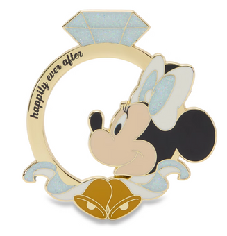 Disney Parks Minnie Mouse Happily Ever After Wedding Ring Pin New With Card