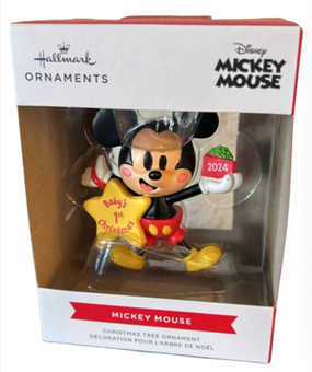 Hallmark Disney 2024 Mickey Baby's 1st Christmas Tree Ornament New With Box