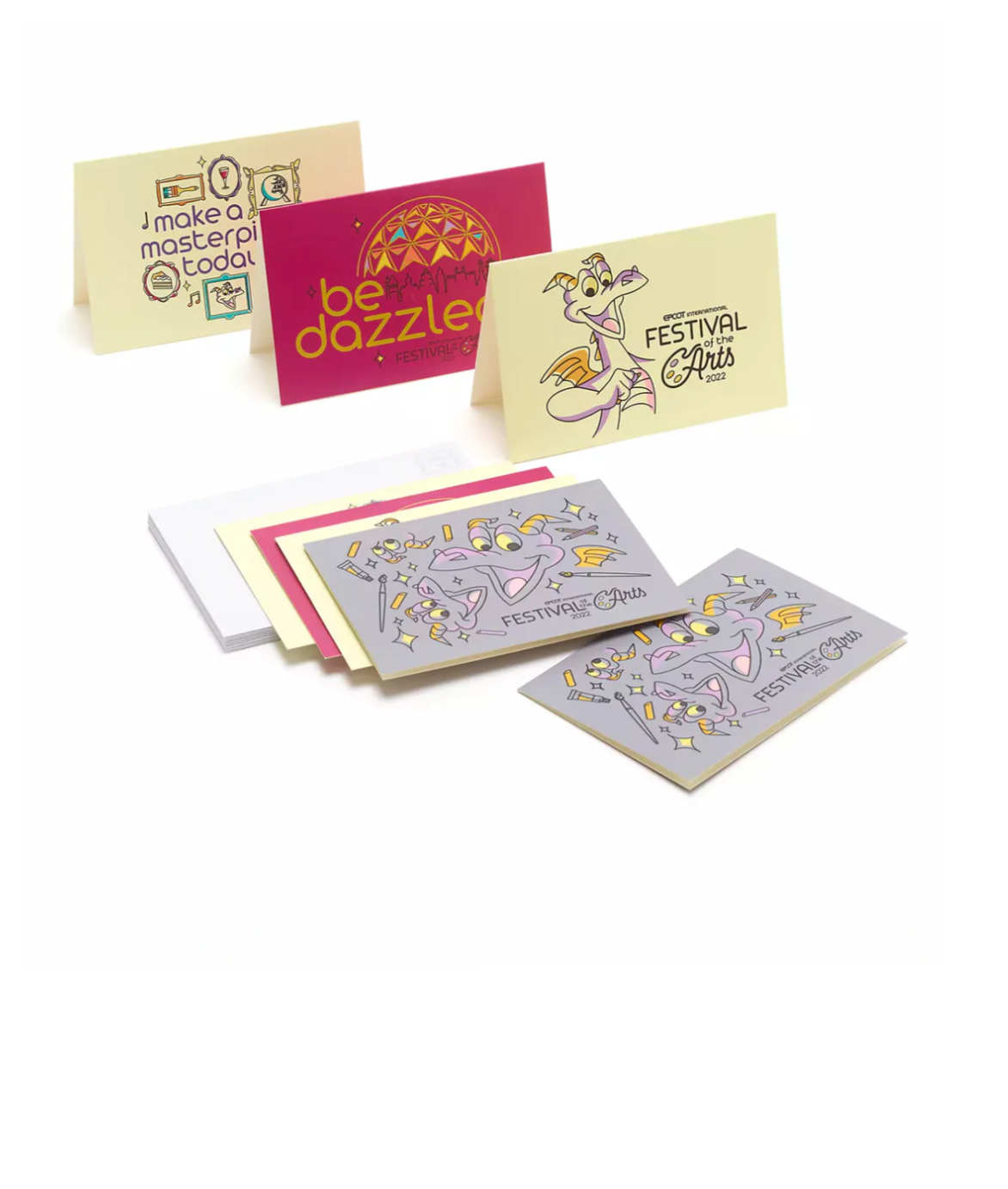 Disney Parks Epcot 2022 Festival of the Arts Figment Notecard Set New with Box