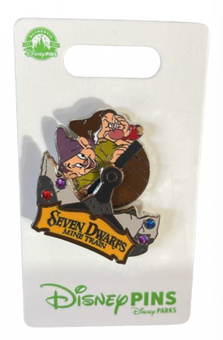 Disney Parks Snow White Seven Dwarfs Mine Train Dopey & Grumpy Pin New With Card