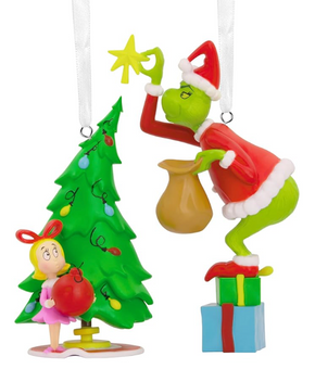 Hallmark Dr. Seuss Stole Christmas Cindy-Lou Who & Grinch Ornament New with Box