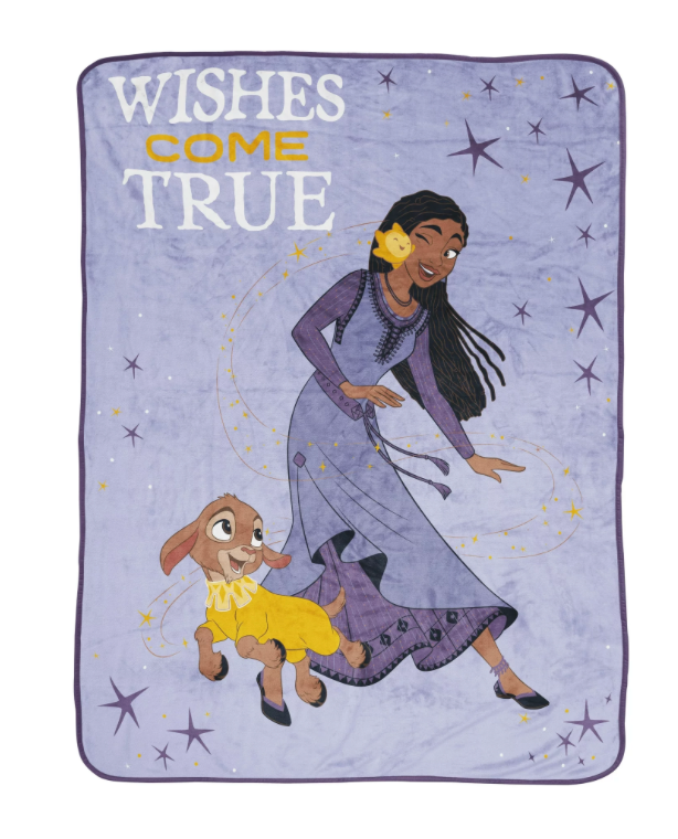 Disney Wish Kids Plush Throw Blanket, 46 x 60, Microfiber, Purple New with Tag