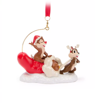 Disney Parks Chip 'n Dale Sled Sketchbook Christmas Ornament New with Tag