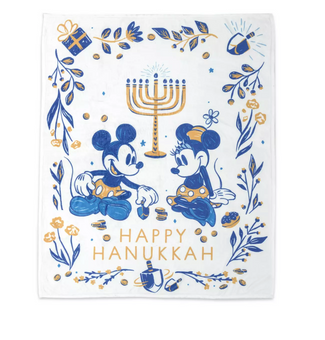Disney Parks Mickey and Minnie with Menorah Hanukkah Throw Blanket New with Tag