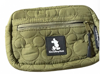 Disney Parks Mickey Mouse Icon Quilted Belt Hip Bag in Olive Green New with Tag