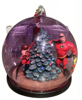 Disney Parks Incredibles Glass Globe Sketchbook Christmas Ornament New With Tag