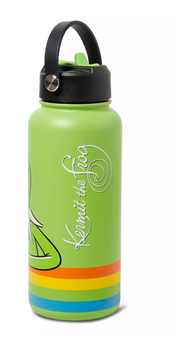 Disney Kermit the Frog Stainless Steel Water Bottle Built In Straw The Muppets