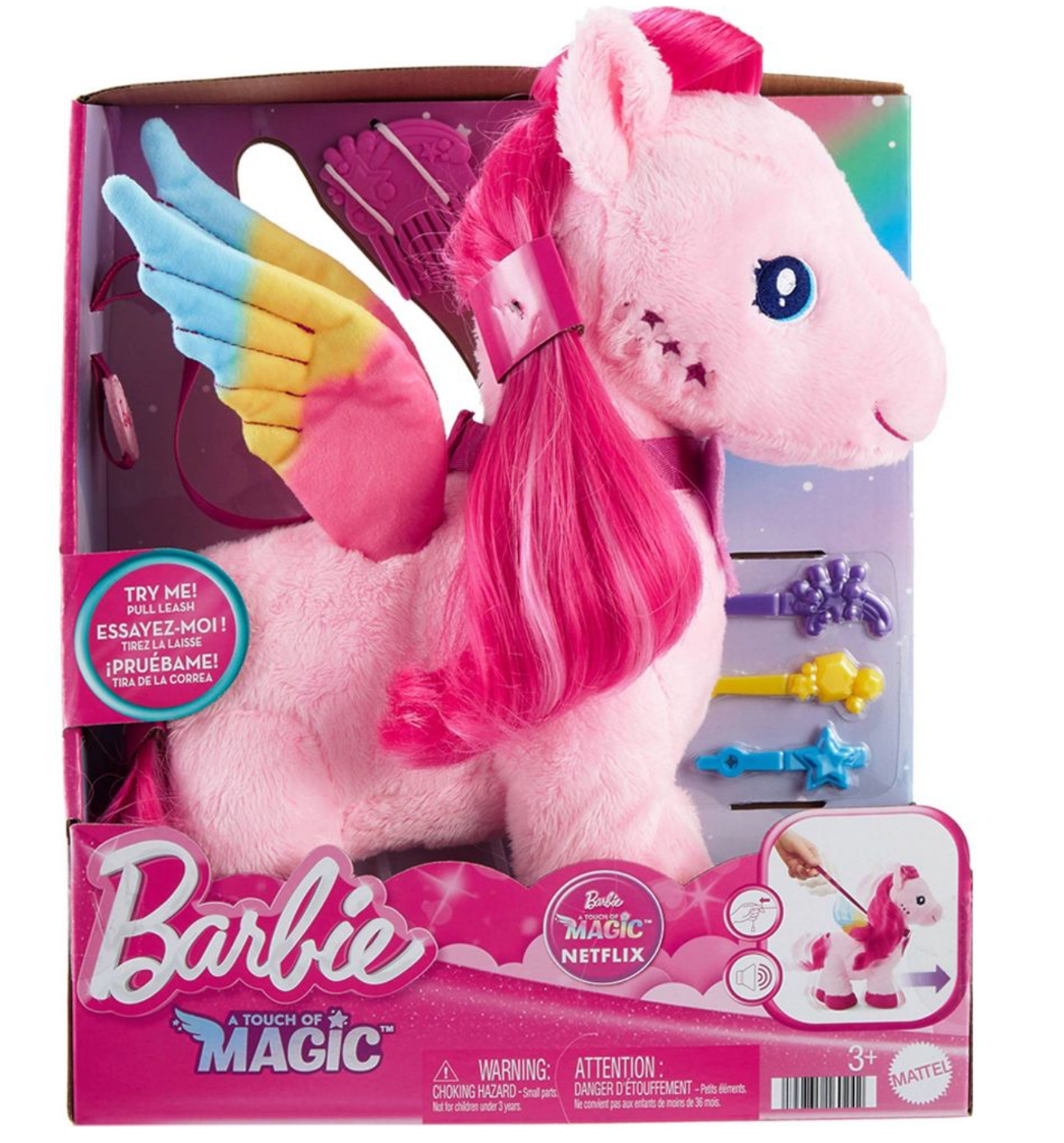 Barbie A Touch of Magic Walk & Flutter Pegasus Plush Toy New with Box
