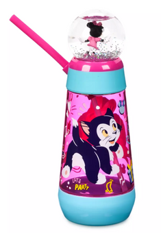 Disney Parks Minnie Mouse Figaro Snowglobe Tumbler with Straw New With Tag