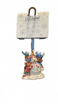 Disney Parks Lilo and Stitch with Snowman Sketchbook Christmas Ornament New