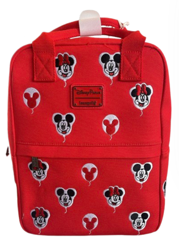 Disney Parks Backpack 2025 Loungefly Canvas Mickey Minnie Balloons Red New w Tag