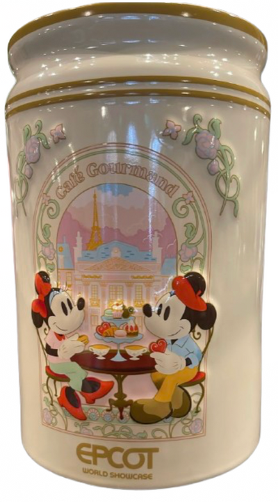 Disney Parks Epcot France Mickey & Minnie Café Gourmand Utensil Holder Jar New
