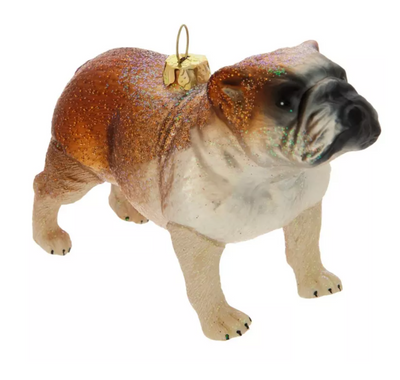 Robert Stanley Bulldog Dog Glass Christmas Ornament New with Tag