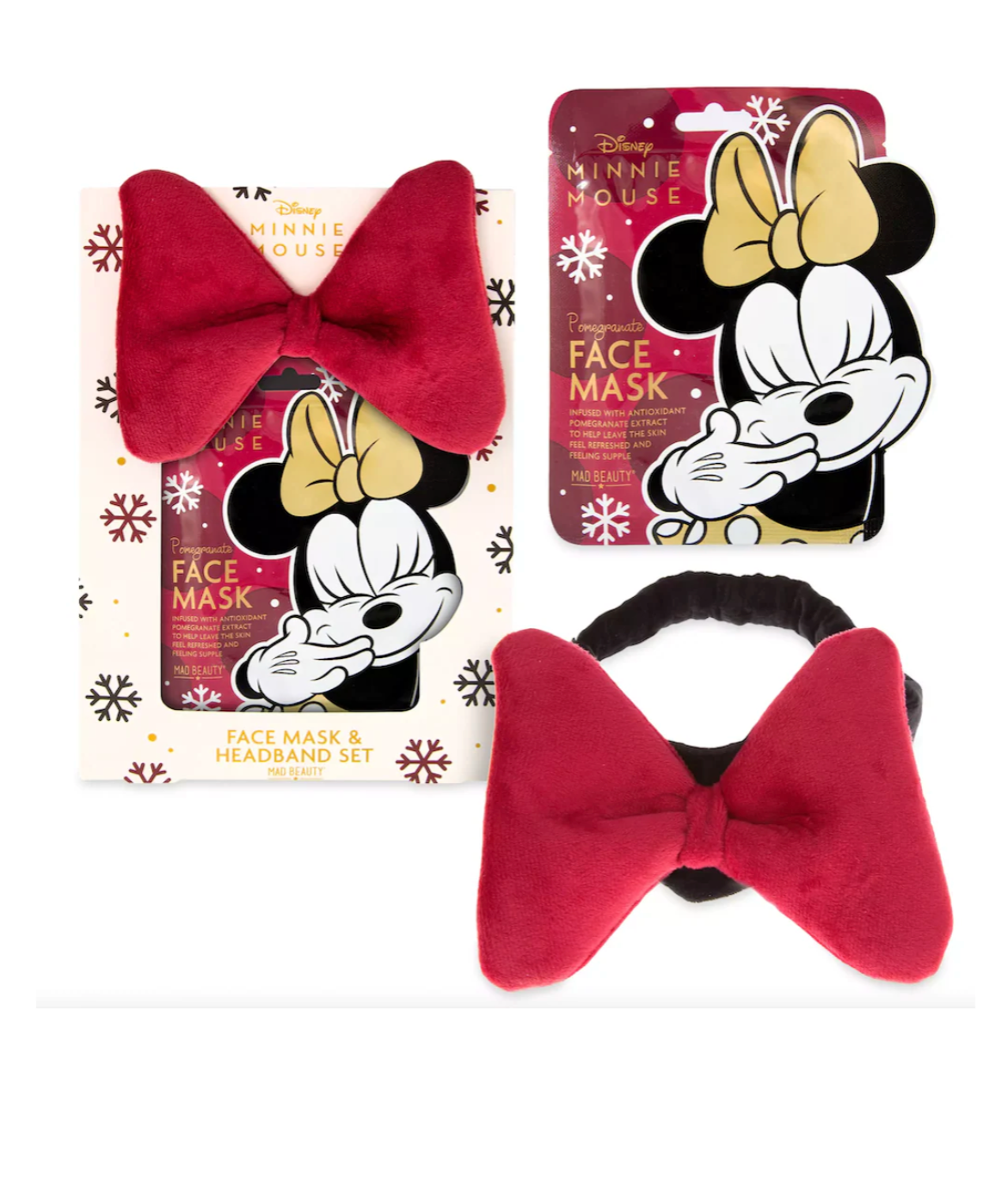 Disney Minnie Mouse Face Mask & Headband Set New with Box