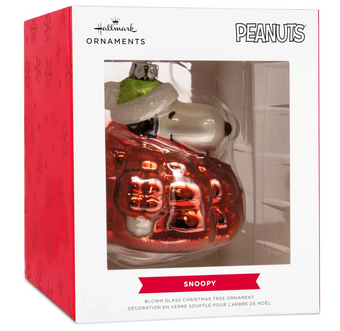Hallmark Peanuts Snoopy in Puffer Coat Glass Christmas Ornament New with Box