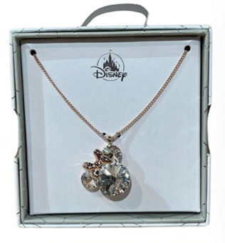 Disney Parks Necklace - Minnie Mouse Crystal Icon - Rose Gold New with Box