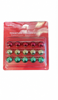 Hallmark 2024 Keepsake Mini Festive Red Gold Green Glass Ornaments Set of 15 New