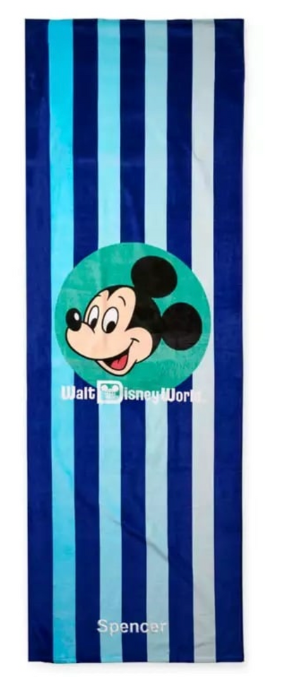 Disney Parks Mickey Mouse Blue Stripes Beach Towel New with Tag