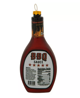 Robert Stanley BBQ Sauce Bottle Glass Christmas Ornament New with Tag