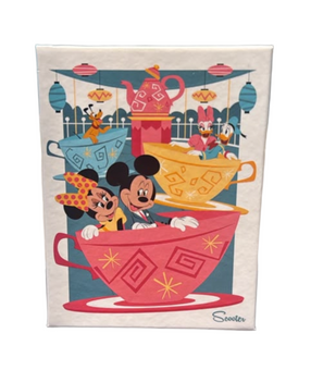 Disney Parks Fine Artist Tea Time Scooter Mickey Minnie Magnet New With Tag