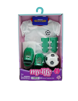 My Life As White/Green Soccer Fashion 7-Piece Set for 18-Inch Dolls New With Box