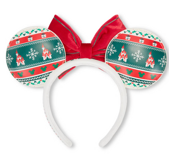 Disney Parks Minnie Mouse Fair Isle Christmas Ears Headband New With Tag