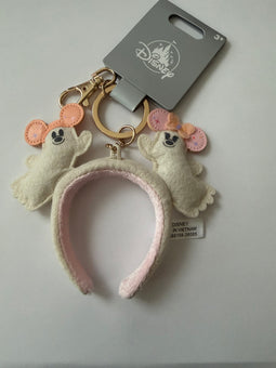 Disney Parks Halloween Mickey Minnie Ghost Ear Headband Bag Charm Keychain New