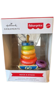 Hallmark 2025 Fisher-Price Rock-A-Stack Baby's 1st Christmas Ornament New w Box