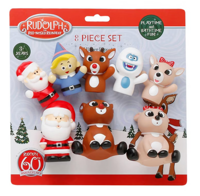 Rudolph Red-Nosed Reindeer Finger Puppets & Squirt Toy Set - Christmas New Tag