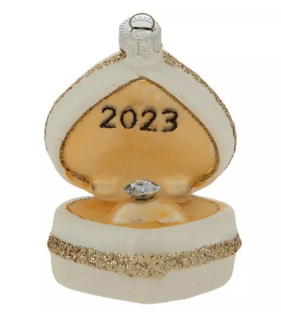 Robert Stanley 2023 Ring Box Rhinestone Glass Christmas Ornament New with Tag