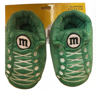 M&M's World Green Characters Plush Slippers Youth S/M New with Tag